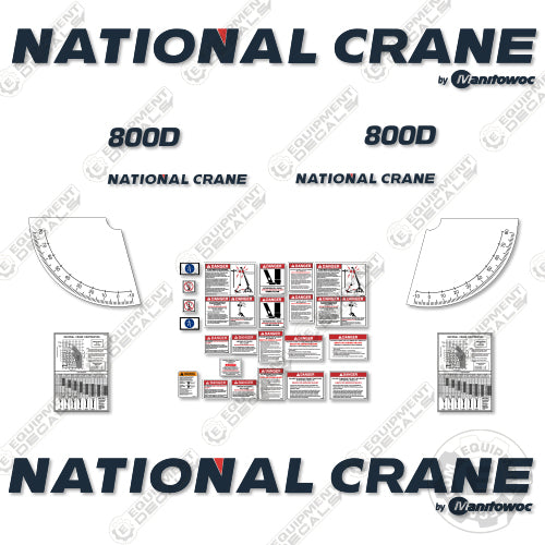 Fits National Crane 800D Decal Kit 800, 800d, boom, crane, decal kit, lift, manitowoc