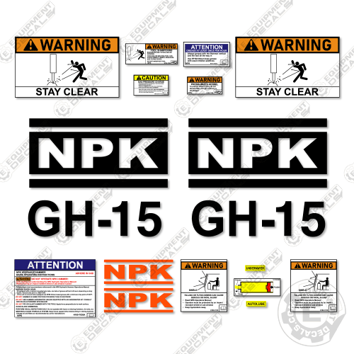 Fits NPK GH-15 Decal Kit Hammer 15, gh-15, gh15, hammer, jack