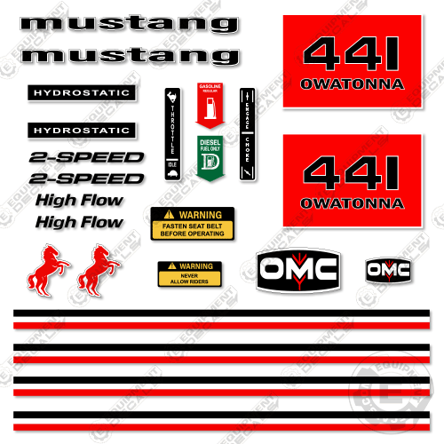 Fits OMC Mustang 441 Decal Kit Skid Steer 441, decal kit, omc