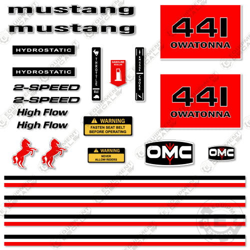 Fits OMC Mustang 441 Decal Kit Skid Steer 441, decal kit, omc