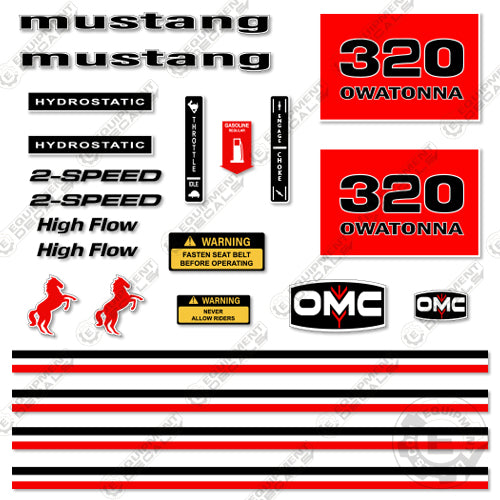 Fits OMC Mustang 320 Decal Kit Skid Steer 320, decal kit, omc