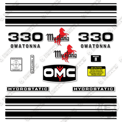 Fits OMC Mustang 330 Decal Kit Skid Steer 330, decal kit, mustang, omc, owatonna