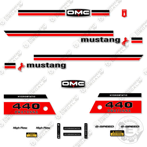 Fits OMC Mustang 440 Decal Kit Skid Steer 440, decal kit, omc