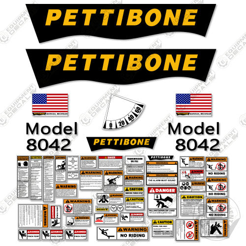 Fits Pettibone 8042 Decal Kit Full Set Telehandler 8042, decal kit