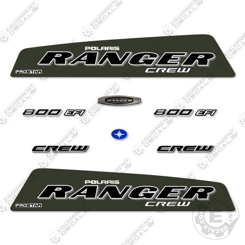 Fits Polaris Ranger 800 EFI Crew Decal Kit Utility Vehicle (GREEN) 800, 800efi, decal kit, efi