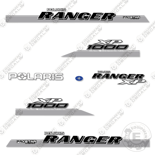 Fits Polaris Ranger 1000 XP Premium Decal Kit UTV - Silver 1000, 1000xp, decal kit, efi, excavator