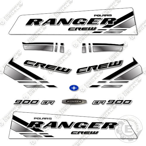 Fits Polaris Ranger 900 EFI Crew White Decal Kit Utility Vehicle 900, 900efi, decal kit, efi, excavator