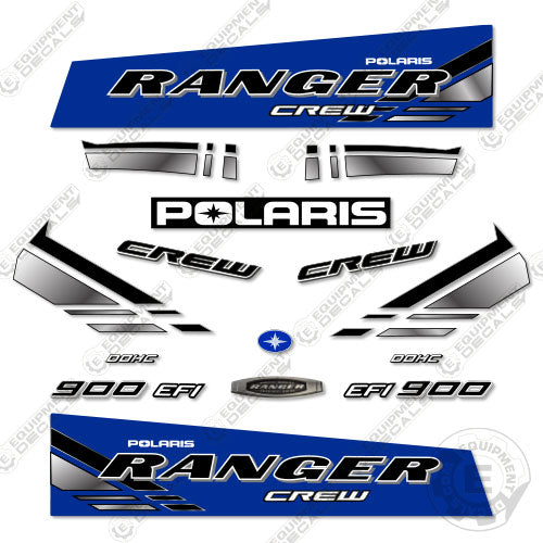 Fits Polaris Ranger 900 EFI Crew Decal Kit Utility Vehicle (BLUE) 900, 900efi, decal kit, efi