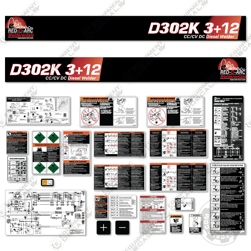 Fits Red-D-Arc D302K3+12 Decal Kit Generator Welder red, decal kit, d30k2d+12, d302k, arc, 3+12