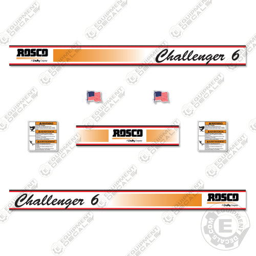 Fits Rosco Challenger 6 Decal Kit Broom Sweeper 6, challenger, decal kit, rosco