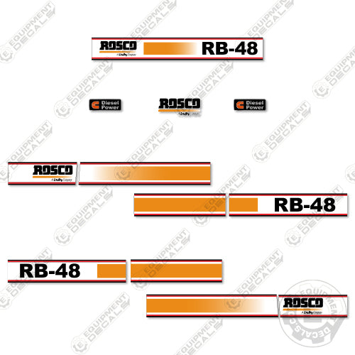 Fits Rosco RB48 Decal Kit Road Sweeper Truck (2005+) 48, decal kit, leeboy, rb-48, rb48, rosco, sprh, sprhh