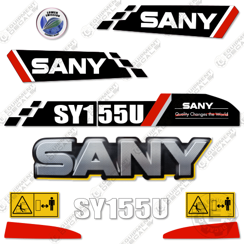 Fits Sany SY155U Decal Kit Excavator 155, 155u, decal kit, sy155, sy155u