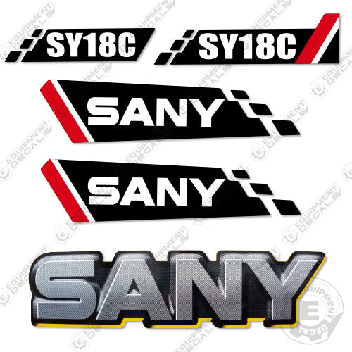 Fits Sany SY18C Decal Kit Mini Excavator 18, 18c, decal kit, sy18