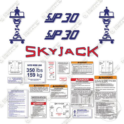 Fits SkyJack SJP 30 Decal Kit Man Lift SJP, SJP 30