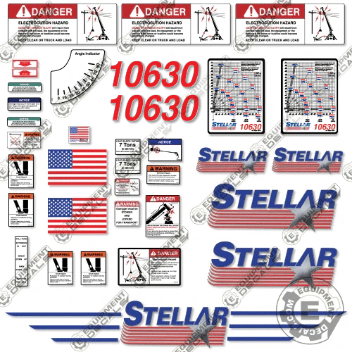 Fits Stellar 10630 Decal Kit Crane Truck crane, decal kit, stellar