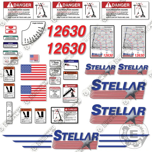 Fits Stellar 12630 Decal Kit Crane Truck crane, decal kit, stellar