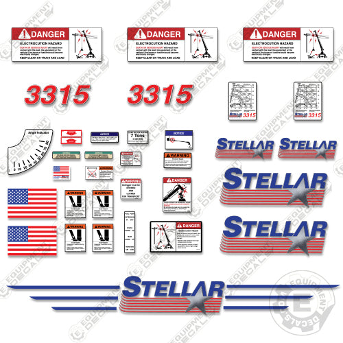 Fits Stellar 3315 Decal Kit Crane Truck crane, decal kit, stellar