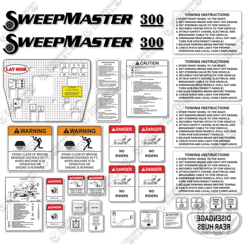 Fits Sweepmaster 300 Decal Kit Road Sweeper Truck (FULL KIT) decal kit