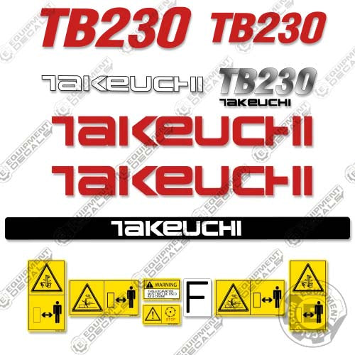 Fits Takeuchi TB 230 Mini Excavator Decals Equipment Decals TB230 TB-230 230, decal kit, tb 230, tb230