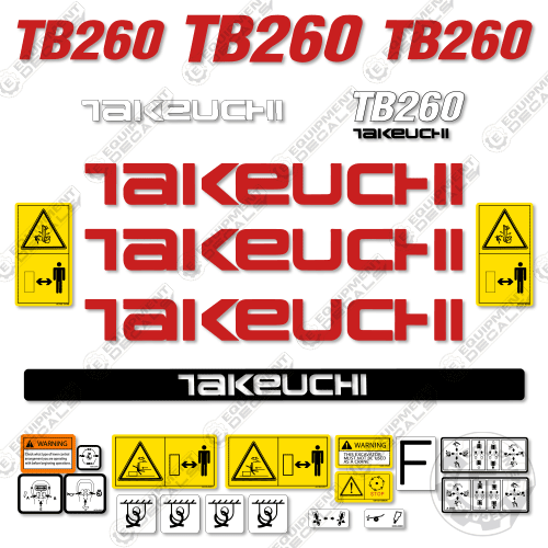 Fits Takeuchi TB 260 Decal Kit Mini Excavator - Open Cab 260, decal kit, tb-260, tb260