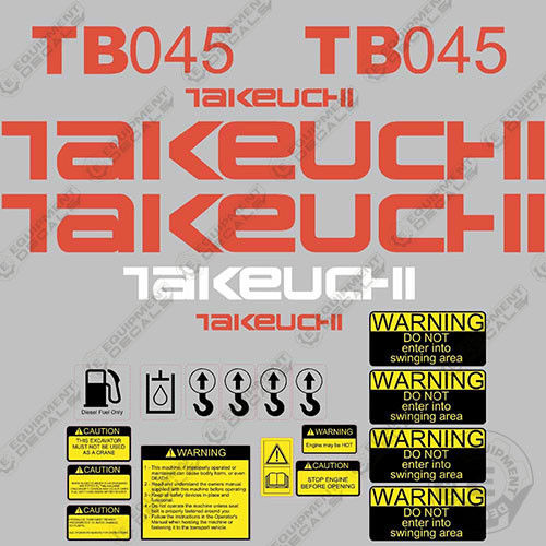 Fits Takeuchi TB 045 Mini Excavator Decals Equipment Decals decal kit