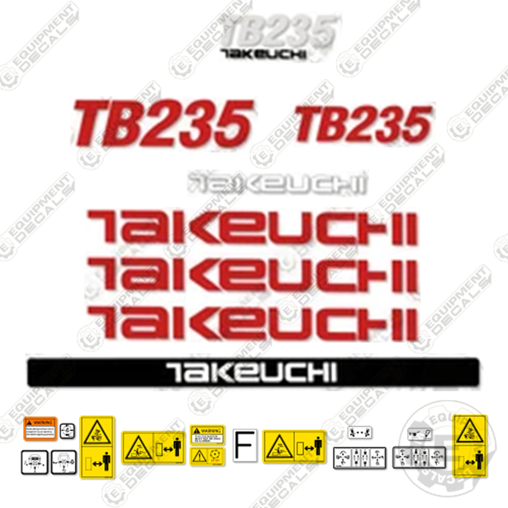 Fits Takeuchi TB 235 Mini Excavator Decals Equipment Decals TB235 TB-235 235, decal kit, tb-235, tb235