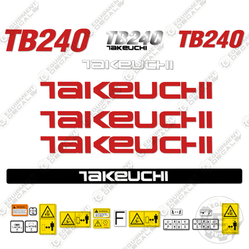 Fits Takeuchi TB 240 Mini Excavator Decals (Outdoor Cab) 240, decal kit, tb 240, tb240