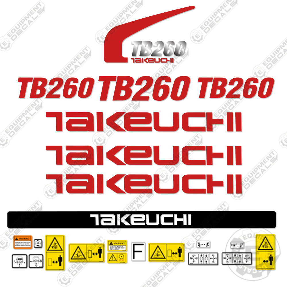 Fits Takeuchi TB 260 Decal Kit Mini Excavator 260, decal kit, tb-260, tb260