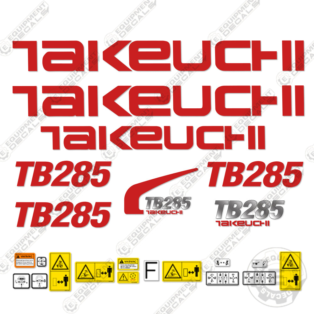 Fits Takeuchi TB 285 Mini Excavator Decals Equipment Decals 285, decal kit, tb-285, tb285