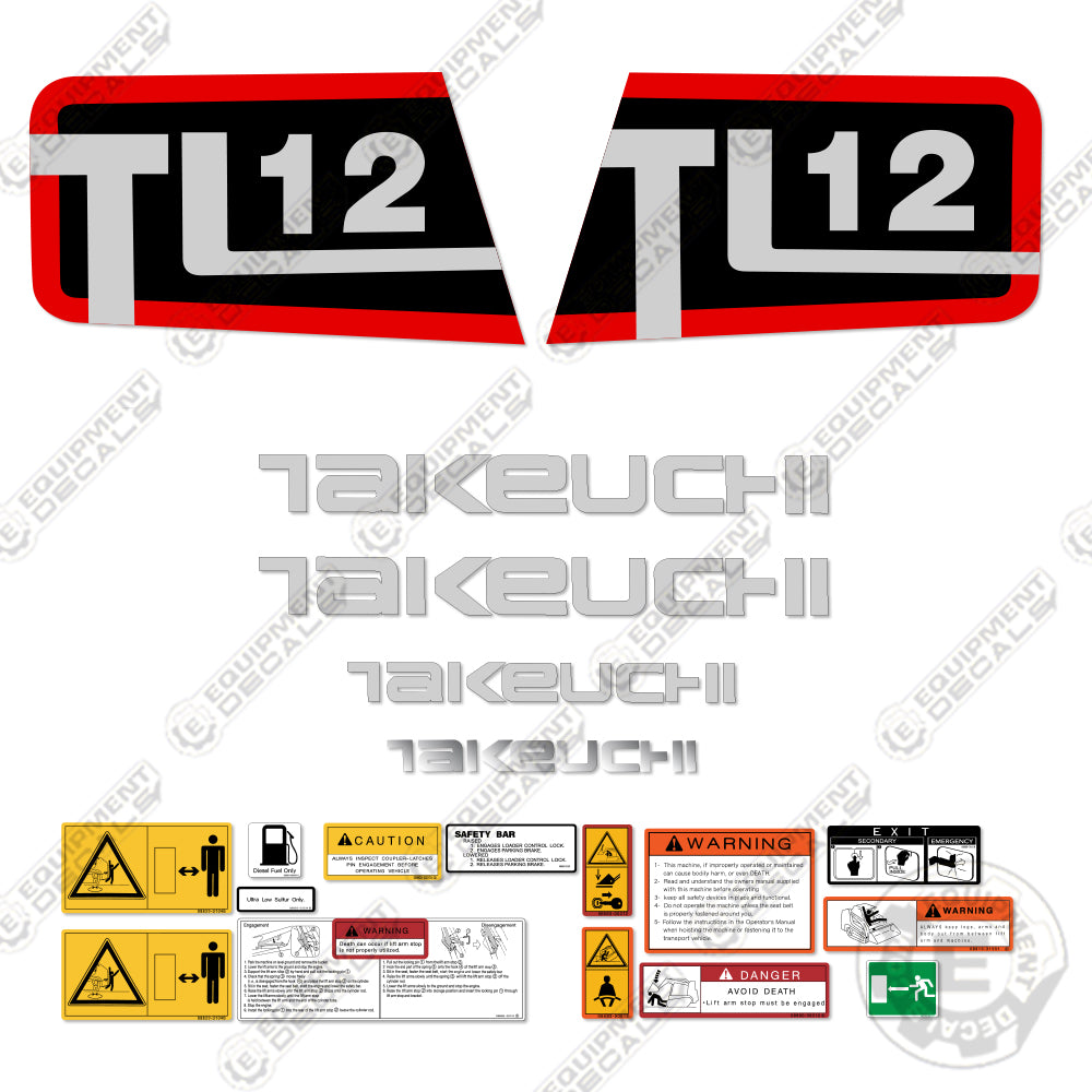 Fits Takeuchi TL12 Decal Kit Skid Steer Loader decal kit