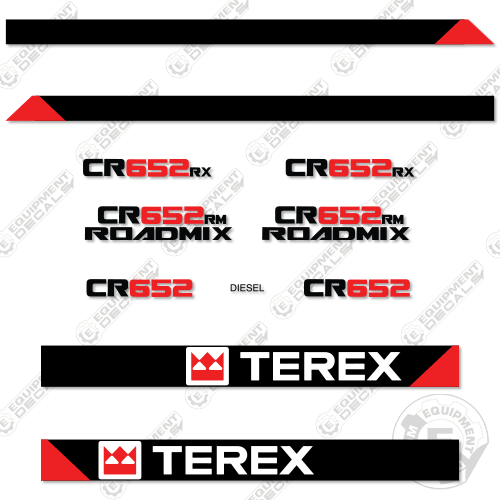 Fits Terex CR652 / CR652RX / CR652RM Decal Kit Paver 652, cr652, decal kit, rm, rx