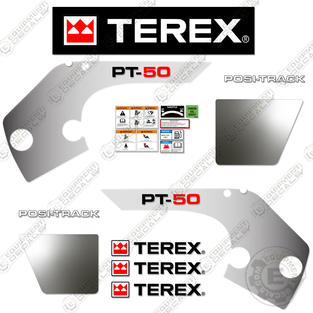 Fits Terex PT-50 Decal Kit Skid Steer Loader 50, decal kit, pt, pt-50, pt50