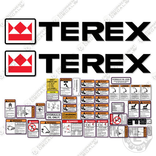 Fits Terex Warnings and Revised Boom Logos decal kit