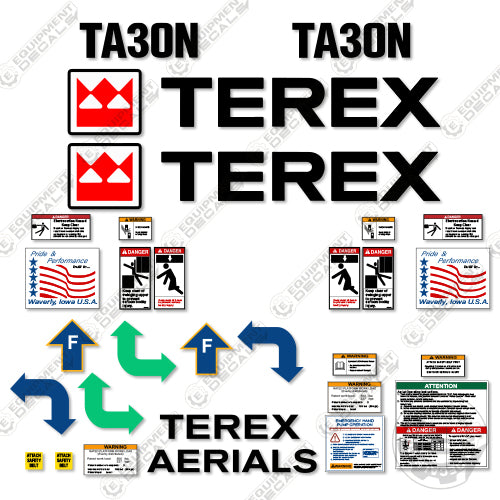 Fits Terex TA30N Decal Kit Man Lift 30n, decal kit, ta30, ta30n