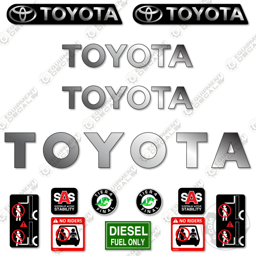 Fits Toyota 8FD45U Decal Kit Forklift decal kit