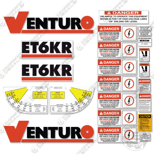 Fits Venturo ET6KR Decal Kit for Crane Truck 6, 6kr, decal kit, et6kr, kxp