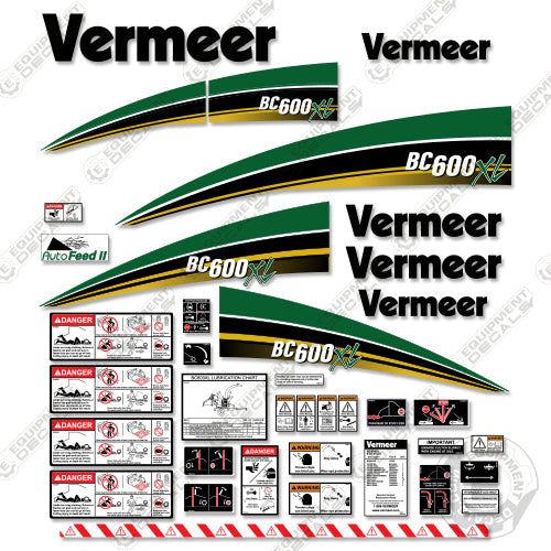 Fits Vermeer BC 600 XL Brush Chipper Decal Kit 600, decal kit