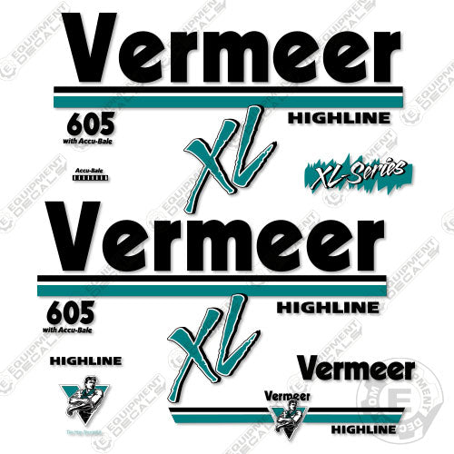 Fits Vermeer 605 XL HIGHLINE Baler Decal Kit 605, 605xl, decal kit