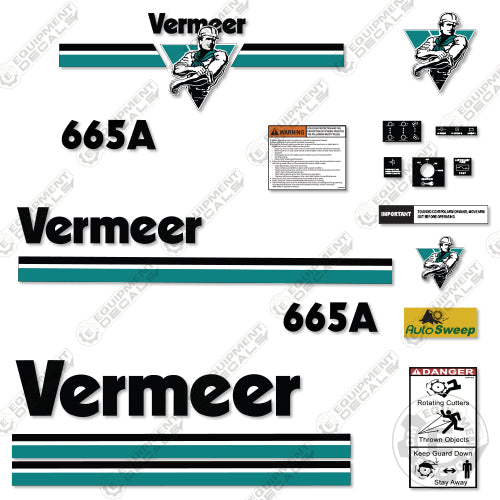 Fits Vermeer 665A Decal Kit Stump Grinder 665, 665-a, 665a, decal kit