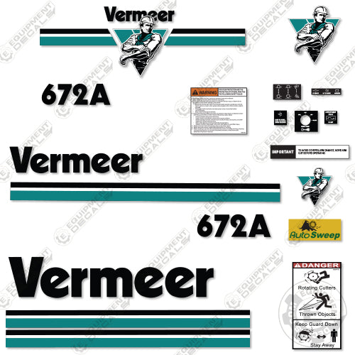 Fits Vermeer 672A Decal Kit Stump Grinder 672, 672a, decal kit