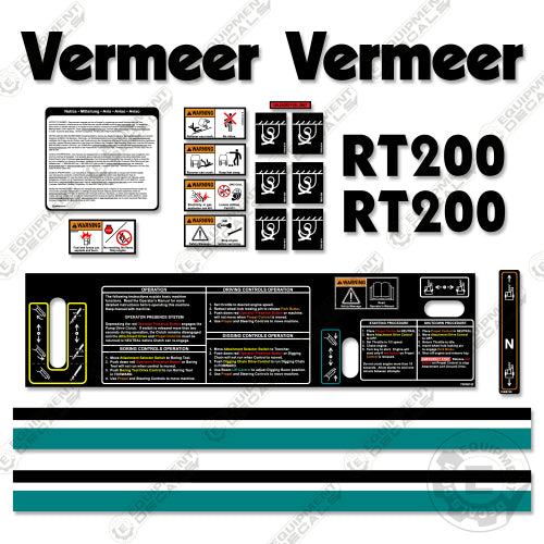 Fits Vermeer RT200 Decal Kit Trencher 200, decal kit, rt, trench, vermeer