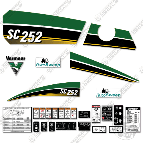 Fits Vermeer SC252 Decal Kit Stump Grinder 252, decal kit, sc252