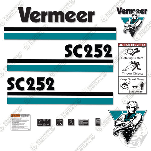 Fits Vermeer SC252 Decal Kit Stump Grinder 252, decal kit, sc-252, sc252