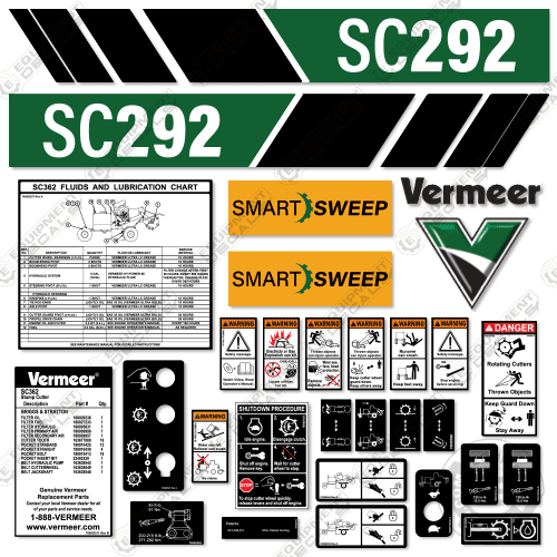 Fits Vermeer SC292 Decal Kit Stump Grinder 292, decal kit, sc292