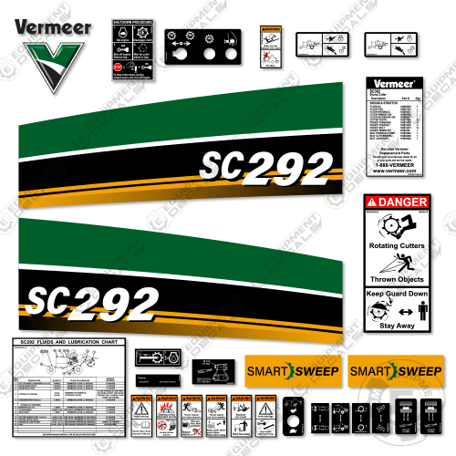 Fits Vermeer SC292 Decal Kit Stump Grinder 292, decal kit, sc-292, sc292, tx