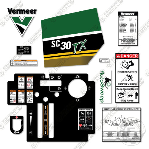 Fits Vermeer SC30TX Decal Kit Stump Grinder decal kit, sc30tx, tx, vermeer