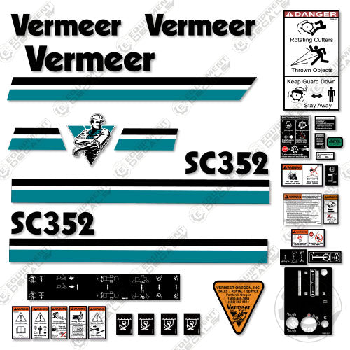 Fits Vermeer SC352 Decal Kit Stump Grinder 352, decal kit, sc-352, sc352