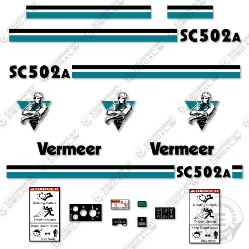 Fits Vermeer SC502A Decal Kit Stump Grinder 502, 502a, decal kit, sc-502, sc502, sc502a