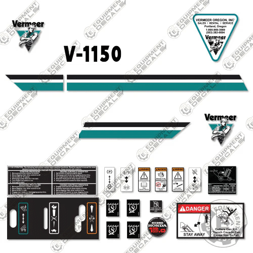 Fits Vermeer V-1150 Trencher Decal Kit 1150, decal kit, v-1150, v1150