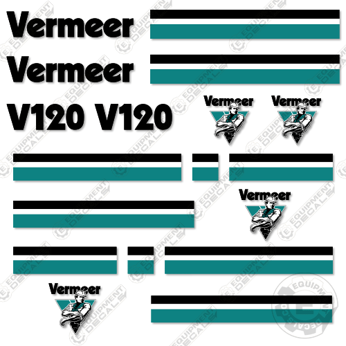 Fits Vermeer V120 Decal Kit Trencher 120, decal kit, v-120, v120